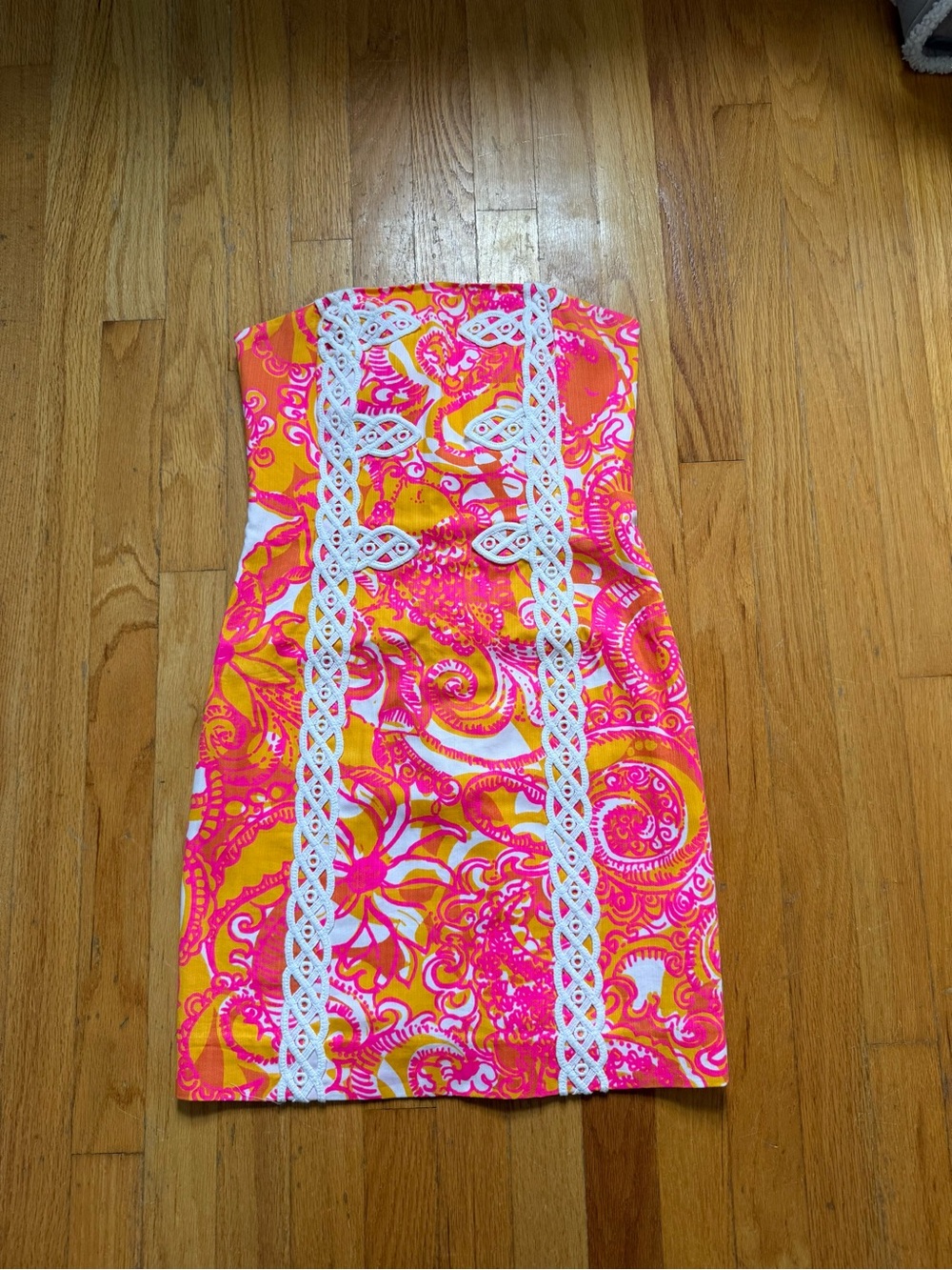 Lilly Pulitzer Pink and Orange Strapless Dress